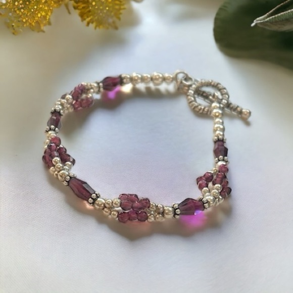 Sterling Silver Amethyst Toggle Bracelet - Picture 6 of 8